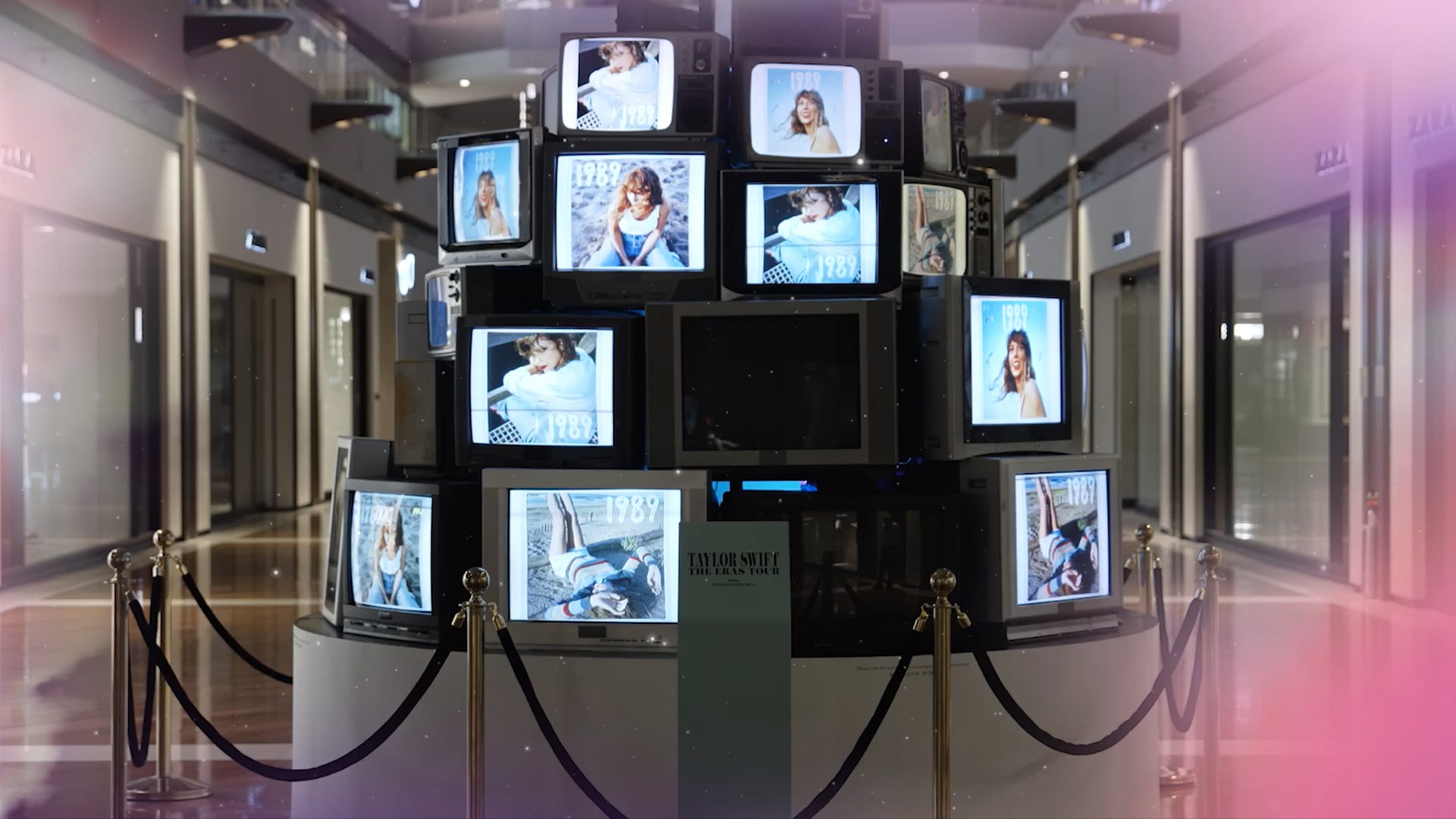 Retro TVs with Taylor Swift for an installation at Marina Bay Sands