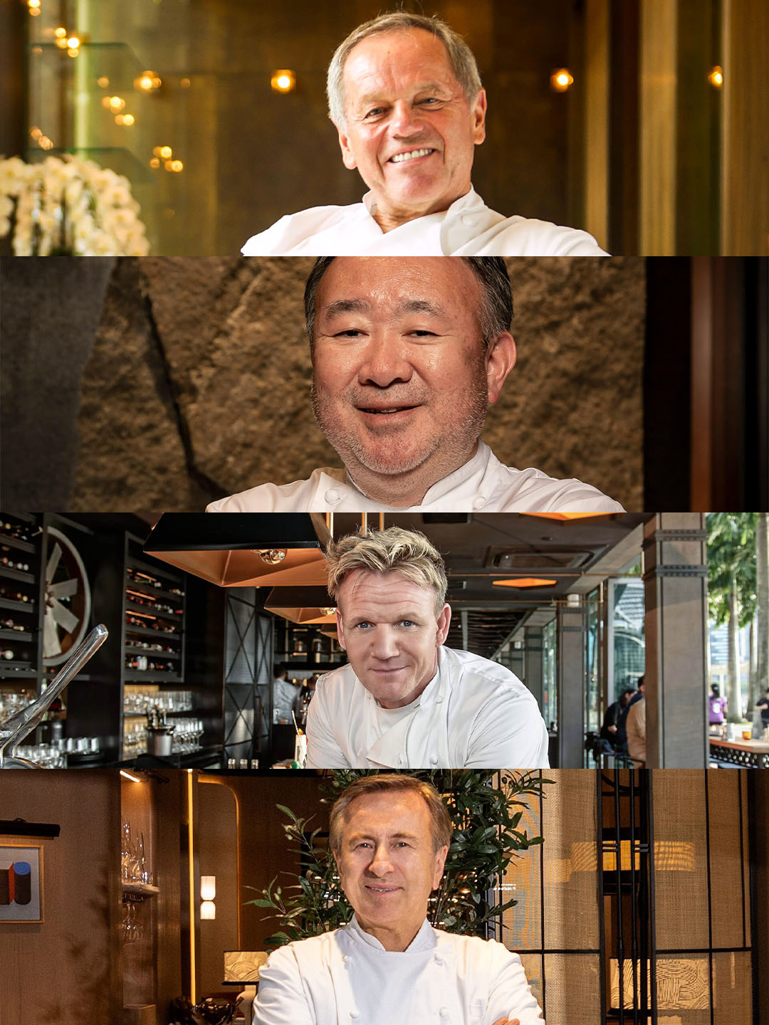 Chef selebritas Wolfgang Puck, Tetsuya Wakuda, Gordon Ramsay dan Daniel Boulud dengan restoran di Singapura