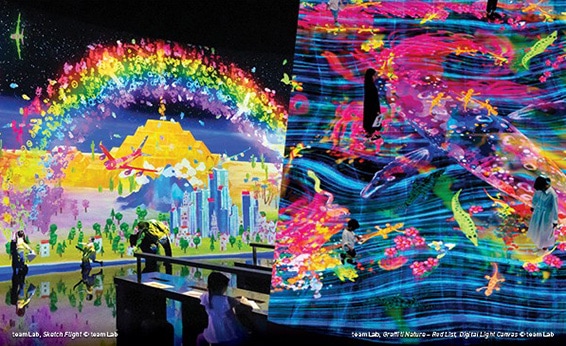 Future World and Digital Light Canvas by teamLab