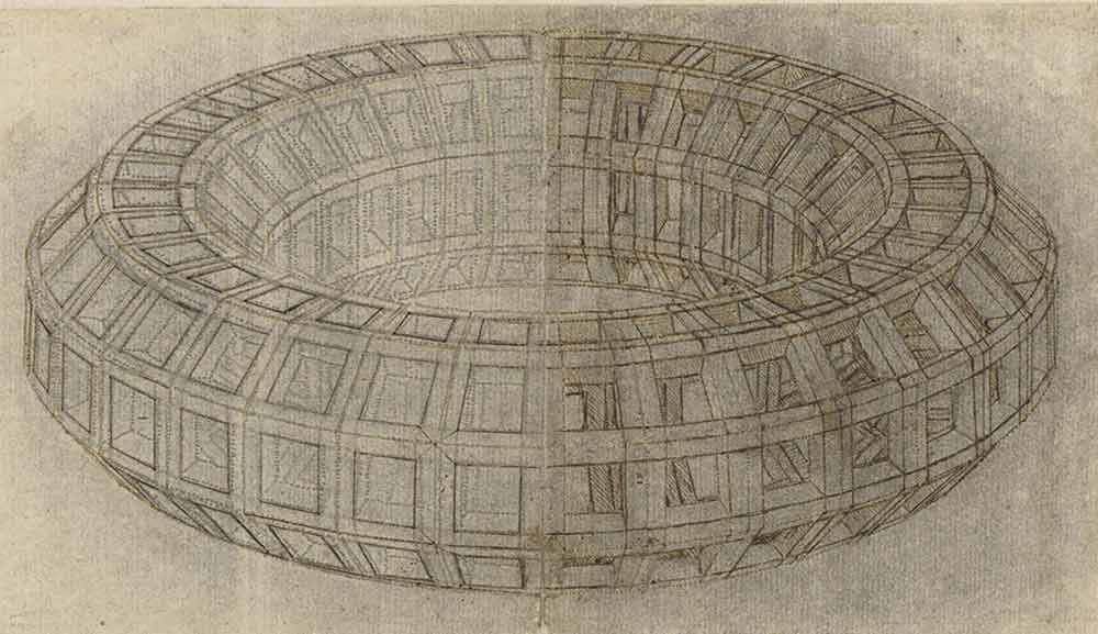 Sketsa dari Mazzocchio sekitar tahun 1510 F.710 halaman ganjil dari Codex Atlanticus Leonardo da Vinci