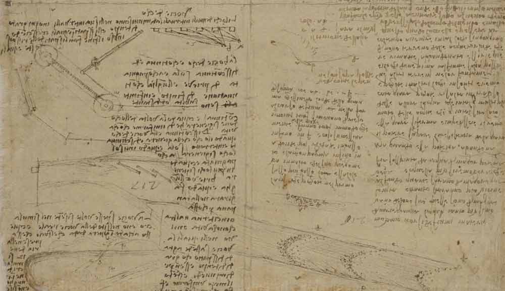 Deskripsi Gema sekitar tahun 1507 F.211 halaman genap dari Codex Atlanticus Leonardo da Vinci