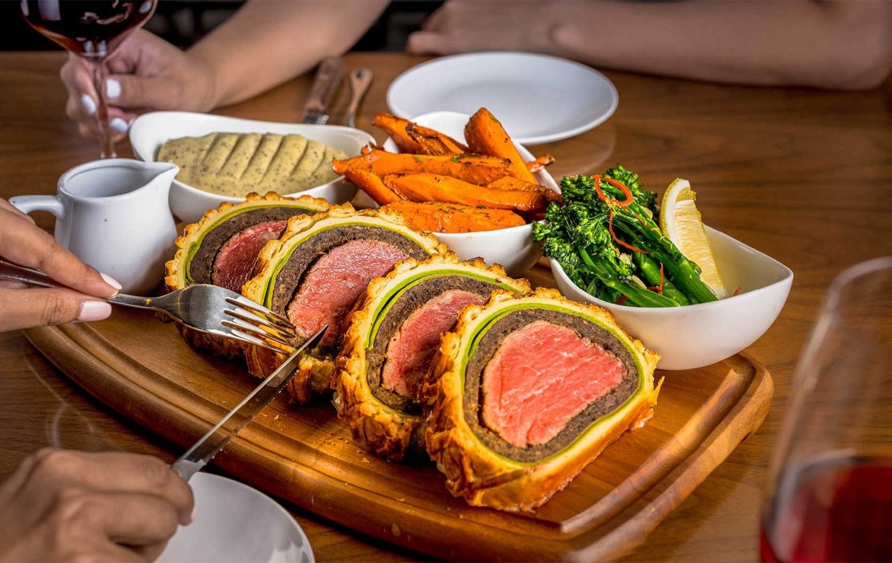 Beef Wellington at Bread Street Kitchen for a New Year's Eve dinner in Singapore