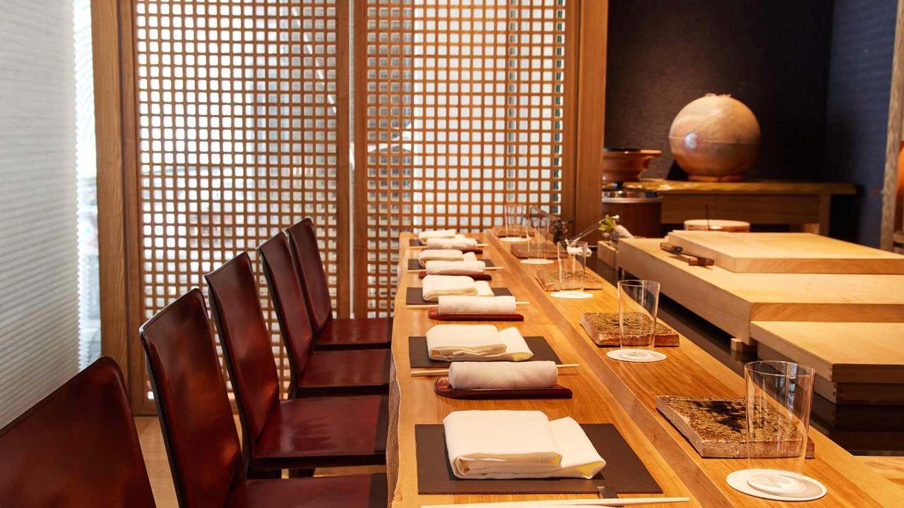 Chef's table for an Omakase experience at Waku Ghin, one of the best Japanese restaurants in Singapore