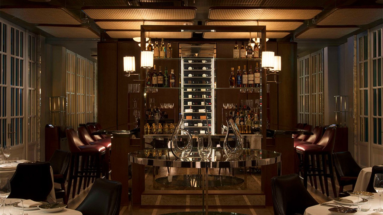 Interior of Spago Dining Room, a western fine dining rooftop restaurant serving steaks in Singapore