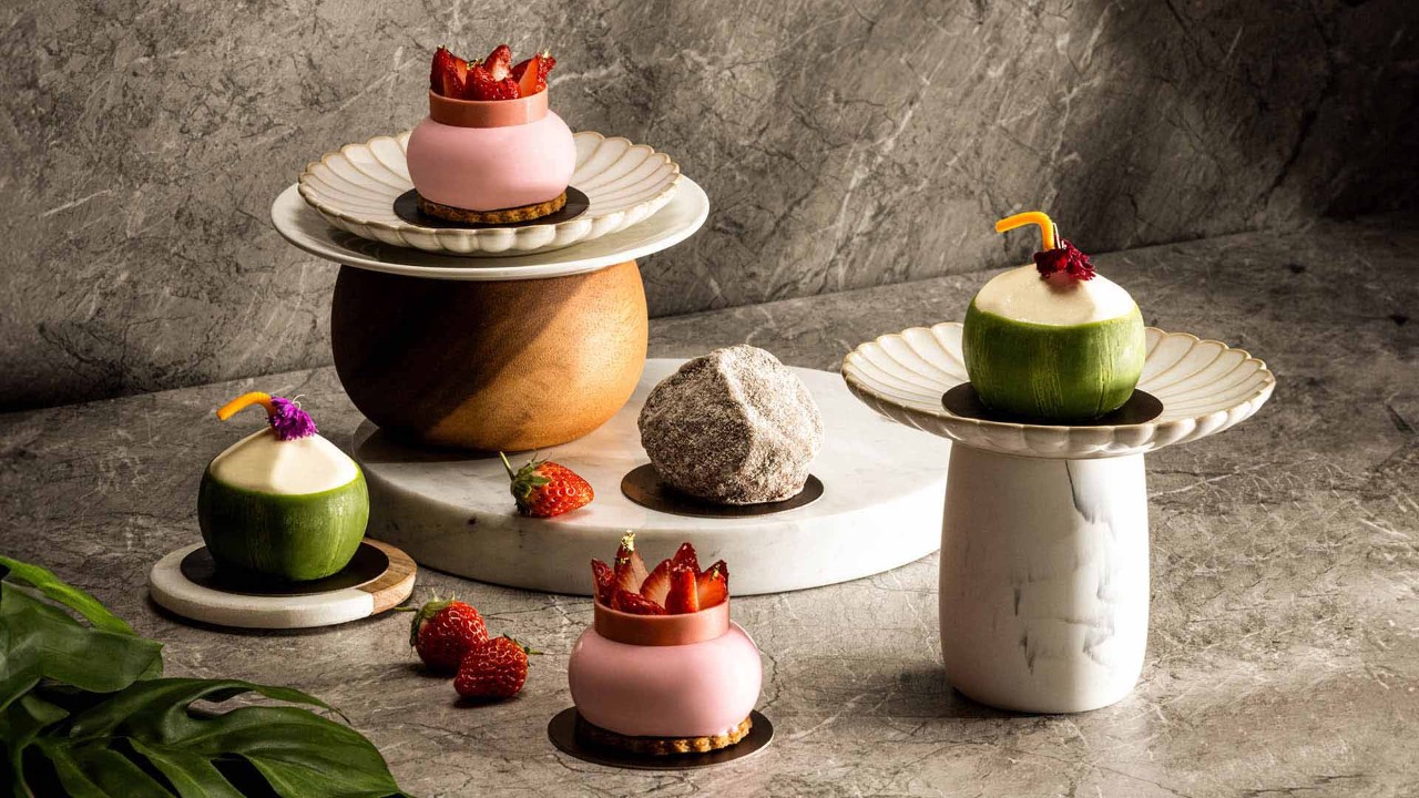 Bubble tea shaped dessert at the best dessert shops in Singapore, Origin + Bloom