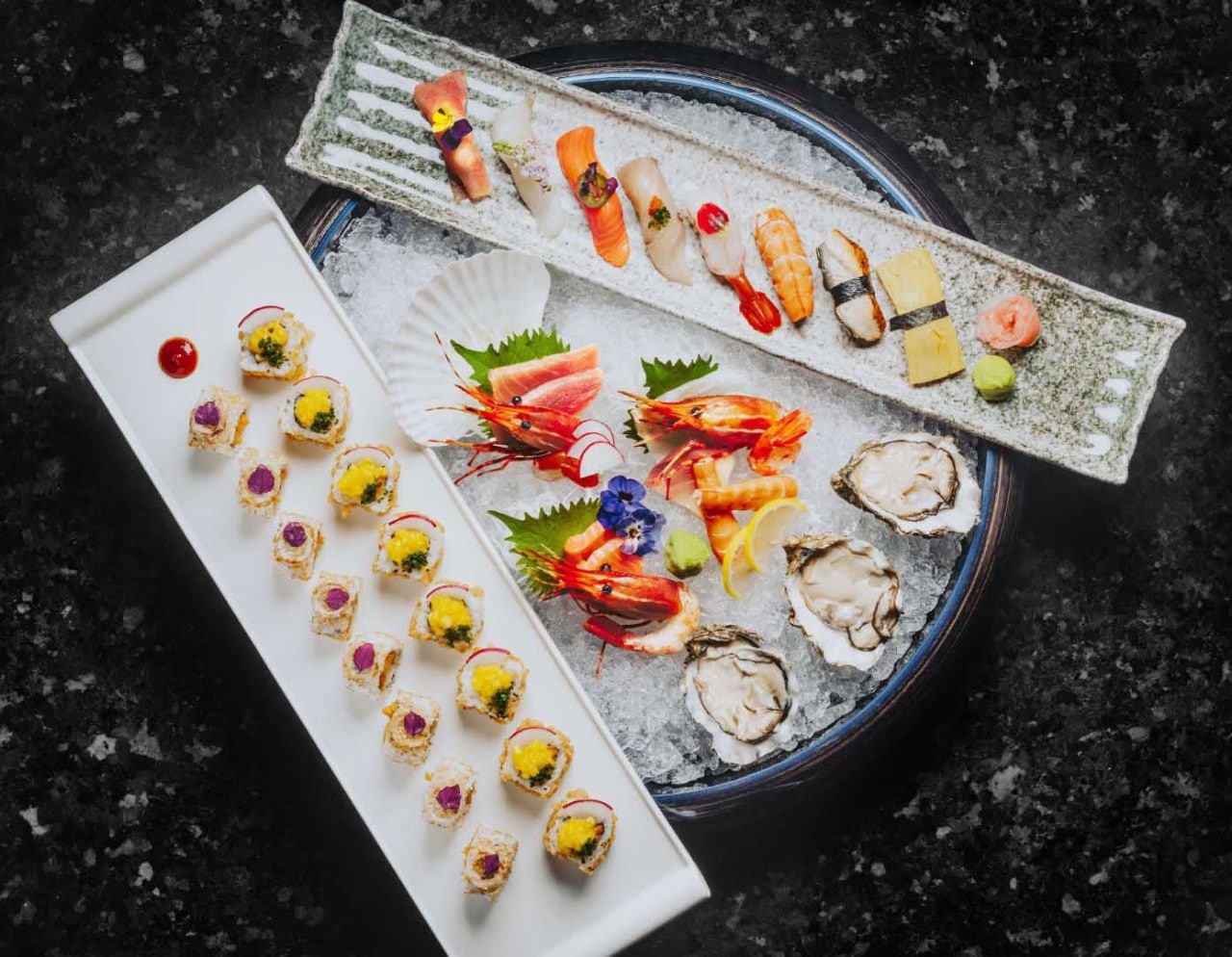Entrance and fresh grilled fish at KOMA, one of the best omakase restaurants in Singapore