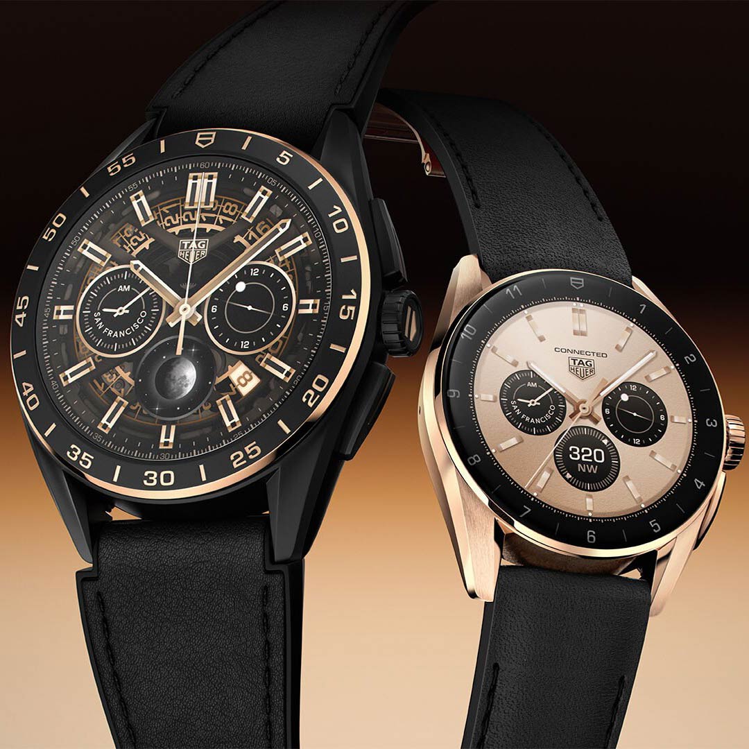 A pair of watch in black and gold from Tag Heuer