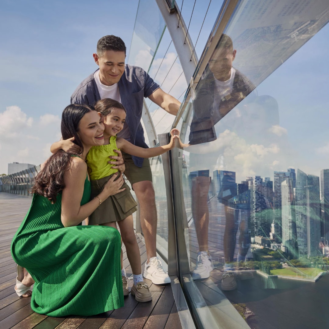 Family at Skypark Observation Deck watching the view